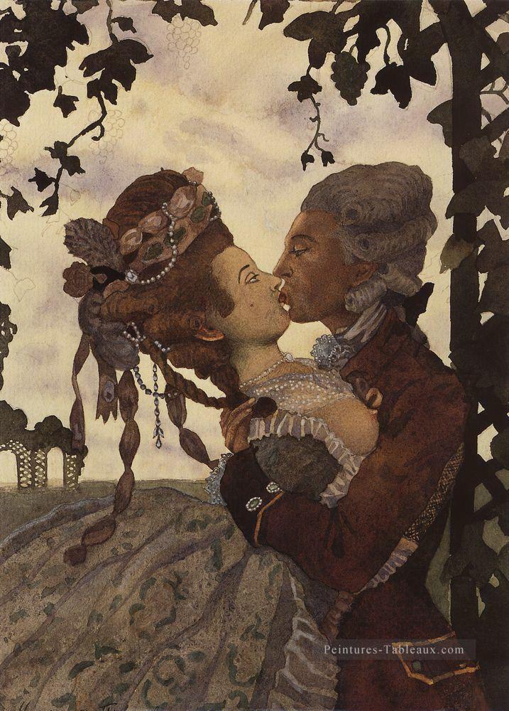 le baiser 1 Konstantin Somov Peintures à l'huile